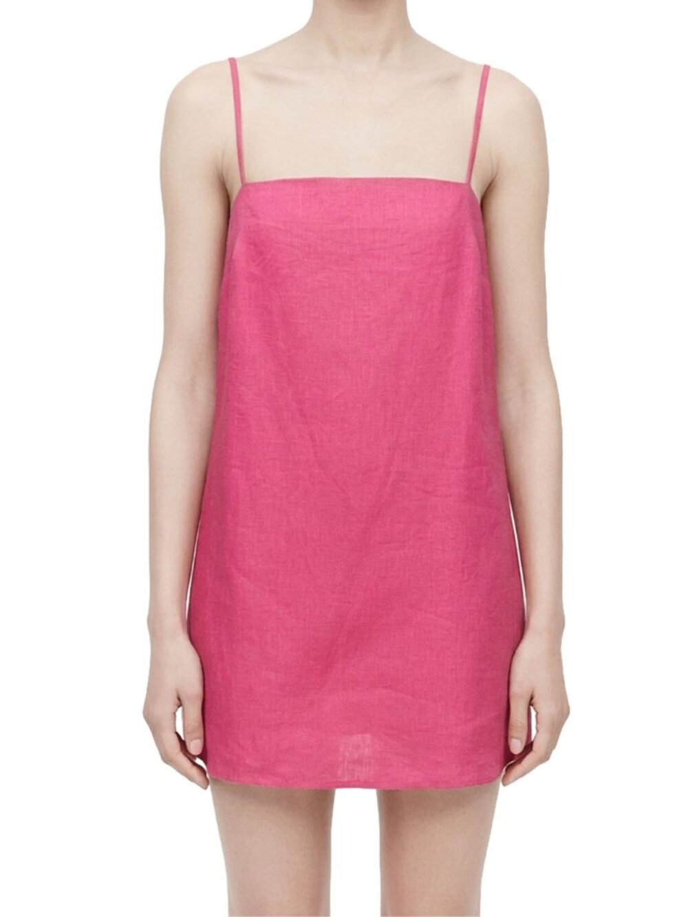 Reformation Aubree Linen Mini Dress Pink Snapdragon Preppy Babydoll L